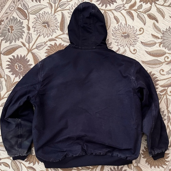 Vintage Carhartt Coat Jacket Distressed Duck Canvas Blue XXXL 3XL Tall 3XLT - Picture 3 of 8